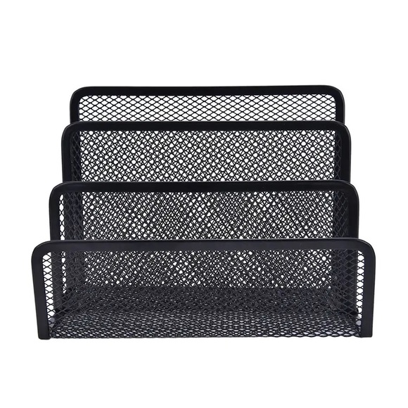 Home Office Store Stationery Black Metal Case Holder Mesh Bookend File Organizer - Picture 6 of 6